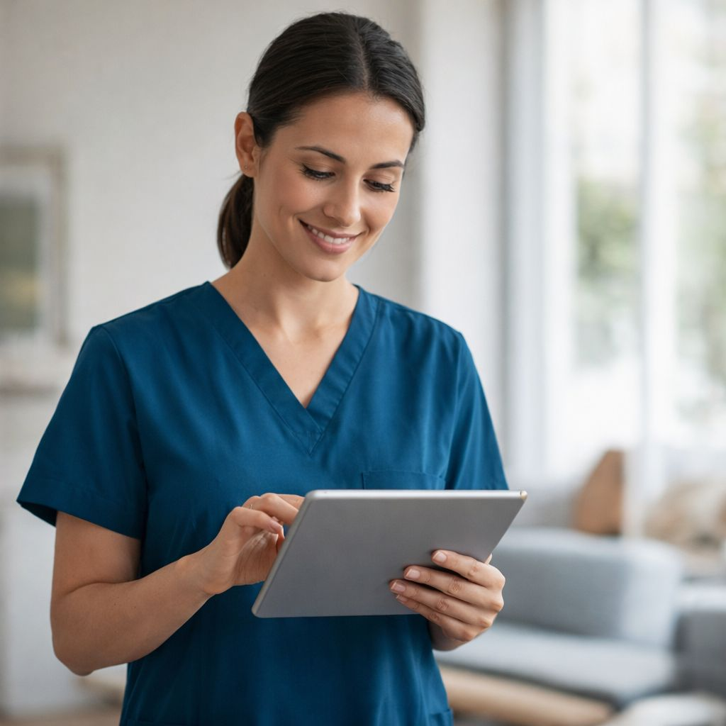 PRYYM Connect - Productive Staff holding a tablet